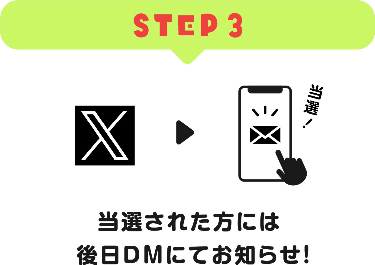 STEP3：当選された方には後日DMにてお知らせ！